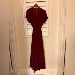 Lulu's Deep Red Chiffon Wedding Dress